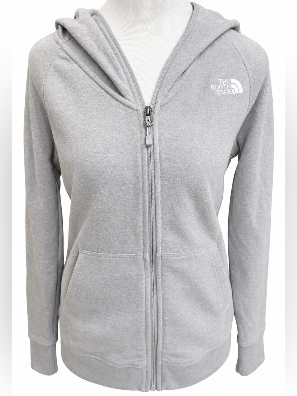 The North Face Women's Light Gray Full Zip Hooded Sweatshirt